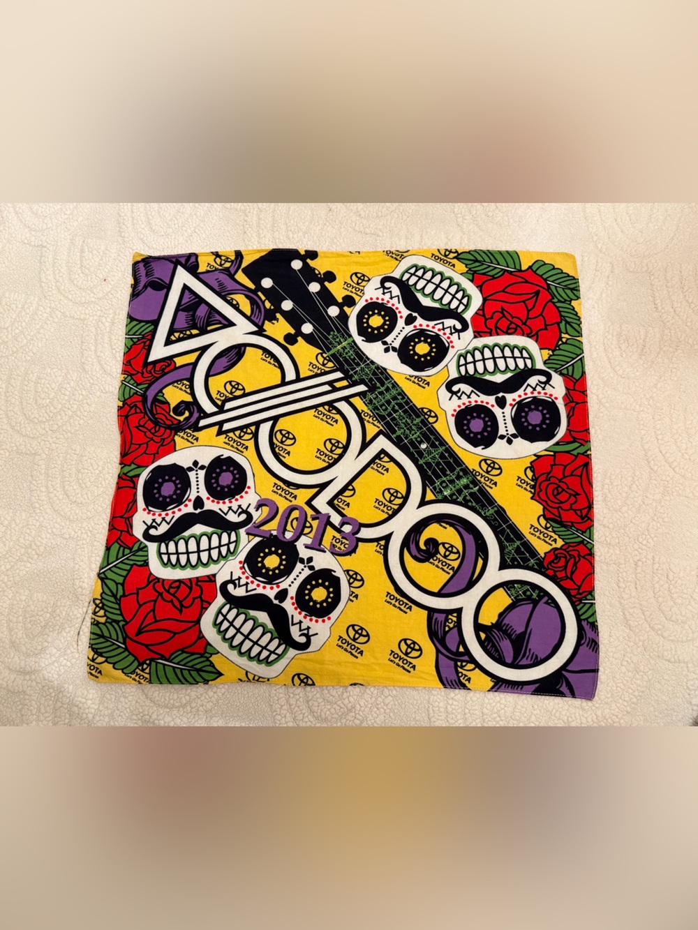 Voodoo Vixen Yellow Purple Red Graphic Día de muertos  Skull Bandana
